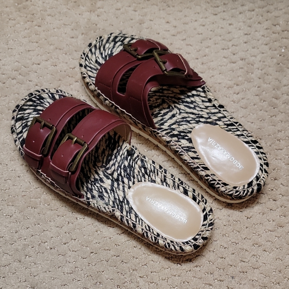BCBGMaxAzria Maroon Buckle Sandals